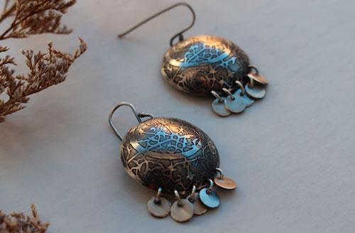 Astrolabe, boucles d’oreilles astronomie en argent