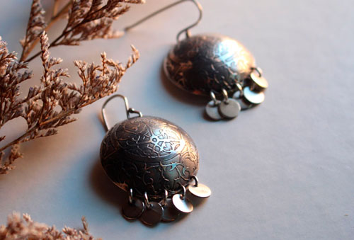 Astrolabe, boucles d’oreilles astronomie en argent