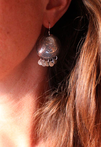 Astrolabe, boucles d’oreilles astronomie en argent