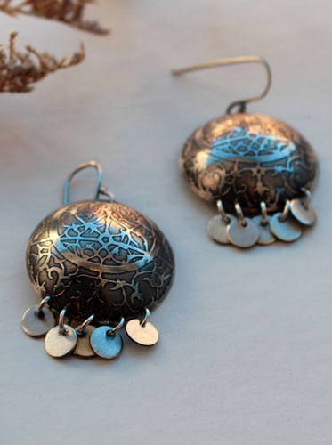 Astrolabe, boucles d’oreilles astronomie en argent
