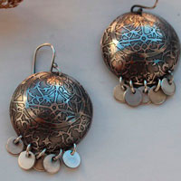 Astrolabe, boucles d'oreilles astronomie en argent