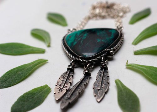 Attrape-rêve, collier amérindien en argent et sonora sunrise