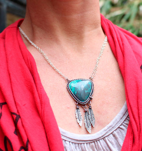 Attrape-rêve, collier amérindien en argent et sonora sunrise