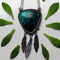 Attrape-rêve, collier amérindien en argent et sonora sunrise