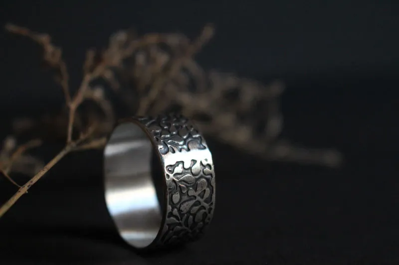 Ballet aquatique, bague algue marine en argent