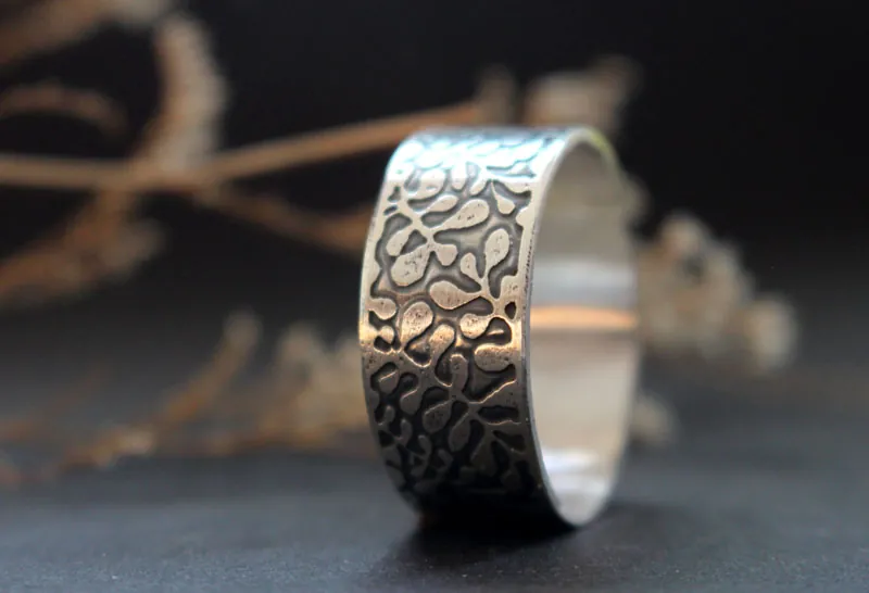 Ballet aquatique, bague algue marine en argent