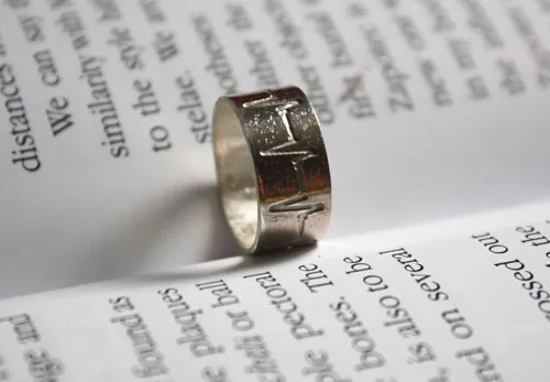 Battement de cœur, bague ligne de vie en argent
