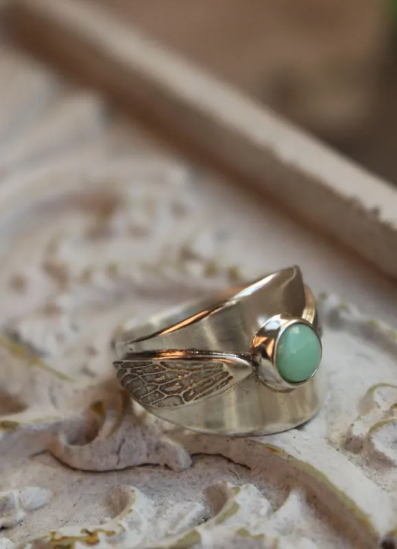 Battements d’ailes, bague Vif d’or d’Harry Potter en argent et chrysoprase