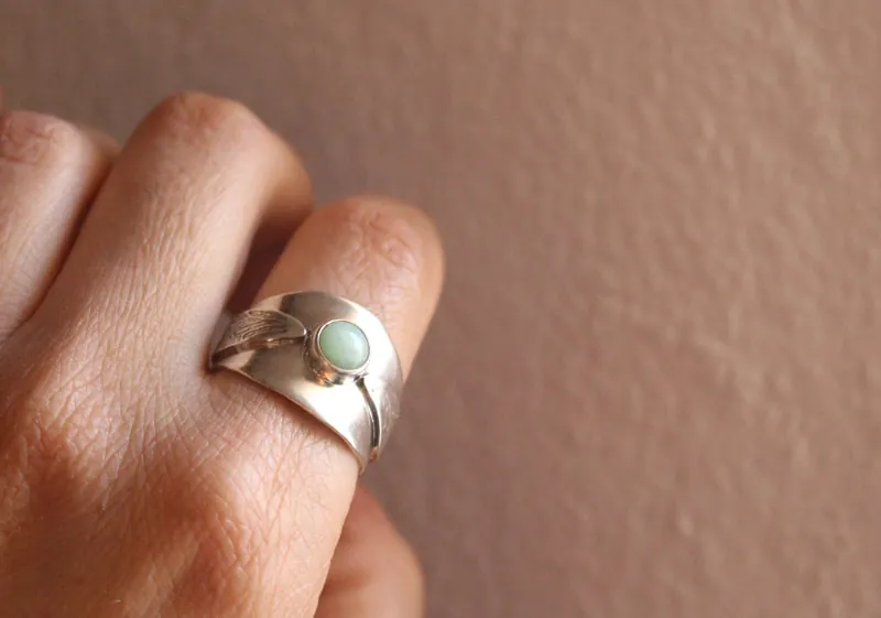 Battements d’ailes, bague Vif d’or d’Harry Potter en argent et chrysoprase