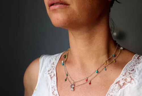 Berlingot, collier, chaîne de cheville, bracelet douceur sucrée en argent, turquoise, amazonite, jade, quartz, tourmaline rose et tourmaline verte