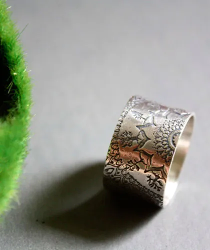 Blessed, bague mandala de la forêt en argent