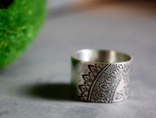 Blessed, bague mandala de la forêt en argent