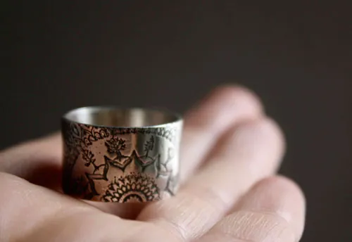 Blessed, bague mandala de la forêt en argent