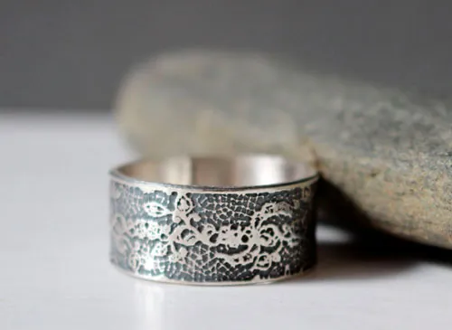 Broderie, bague dentelle élégance en argent