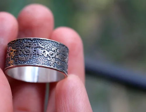 Broderie, bague dentelle élégance en argent