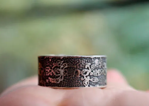 Broderie, bague dentelle élégance en argent