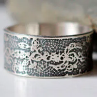 Broderie, bague dentelle élégance en argent