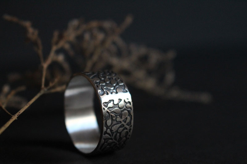 Ballet aquatique, bague algue marine en argent