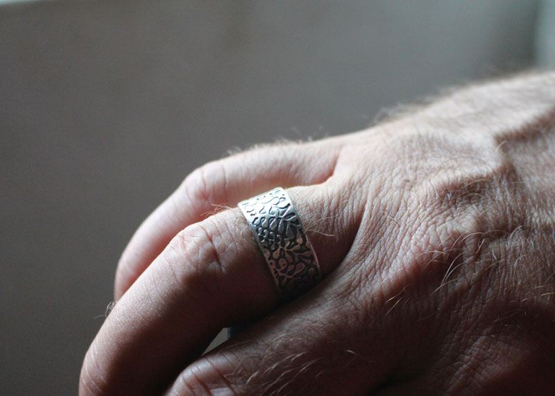 Ballet aquatique, bague algue marine en argent
