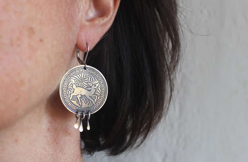 Bidxuin, boucles d’oreilles cerf mexicain en argent