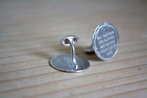 But I have made him my friend, boutons de manchette citation Le Petit Prince en argent