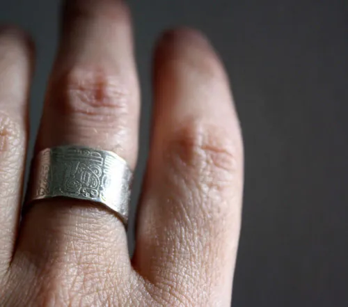 Calendrier maya, bague compte long du calendrier maya personnalisée en argent