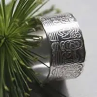 Calendrier maya, bague compte long du calendrier maya personnalisée en argent