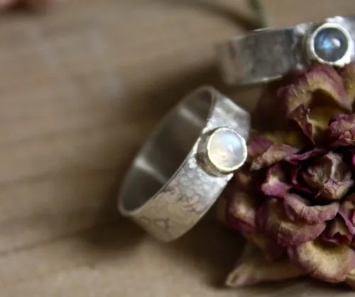 Catch my soul, bague de promesse en argent, labradorite et labradorite blanche