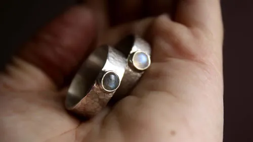 Catch my soul, bague de promesse en argent, labradorite et labradorite blanche