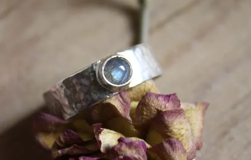 Catch my soul, bague de promesse en argent, labradorite et labradorite blanche