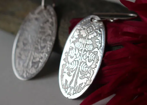 Cerfs au petit matin, boucles d’oreilles bestiaire Otomi mexicain en argent