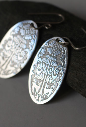 Cerfs au petit matin, boucles d’oreilles bestiaire Otomi mexicain en argent