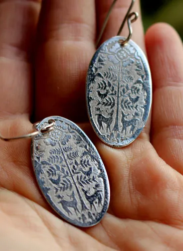 Cerfs au petit matin, boucles d’oreilles bestiaire Otomi mexicain en argent