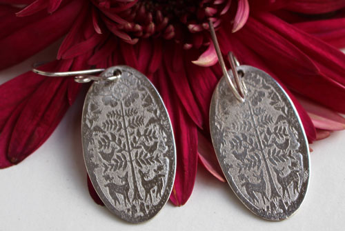 Cerfs au petit matin, boucles d’oreilles bestiaire Otomi mexicain en argent