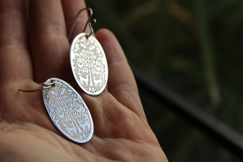 Cerfs au petit matin, boucles d’oreilles bestiaire Otomi mexicain en argent