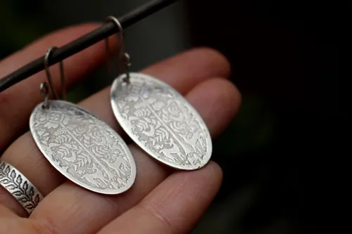Cerfs au petit matin, boucles d’oreilles bestiaire Otomi mexicain en argent