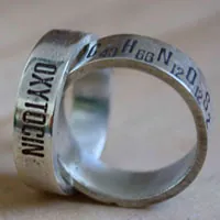 Chimie de l’amour, bague formule chimique du bonheur en argent