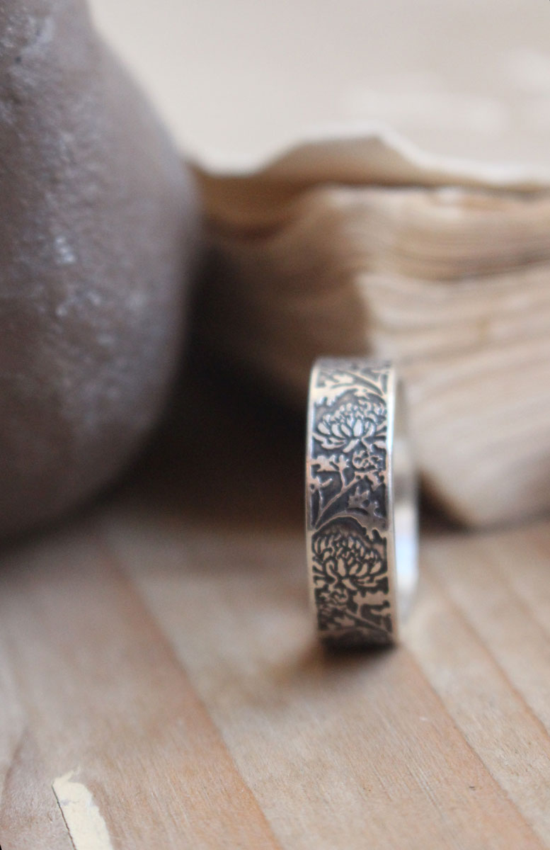 Chrysanthème, bague fleur du soleil en argent