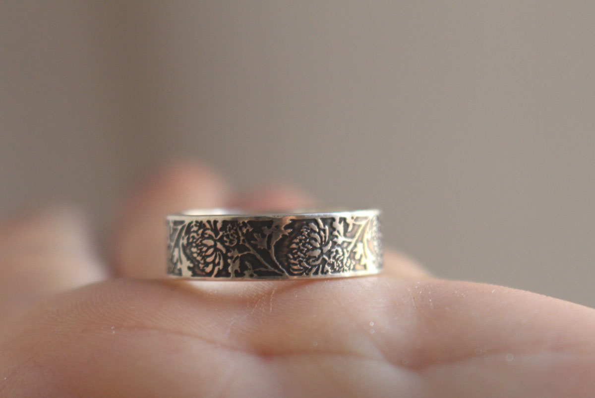 Chrysanthème, bague fleur du soleil en argent