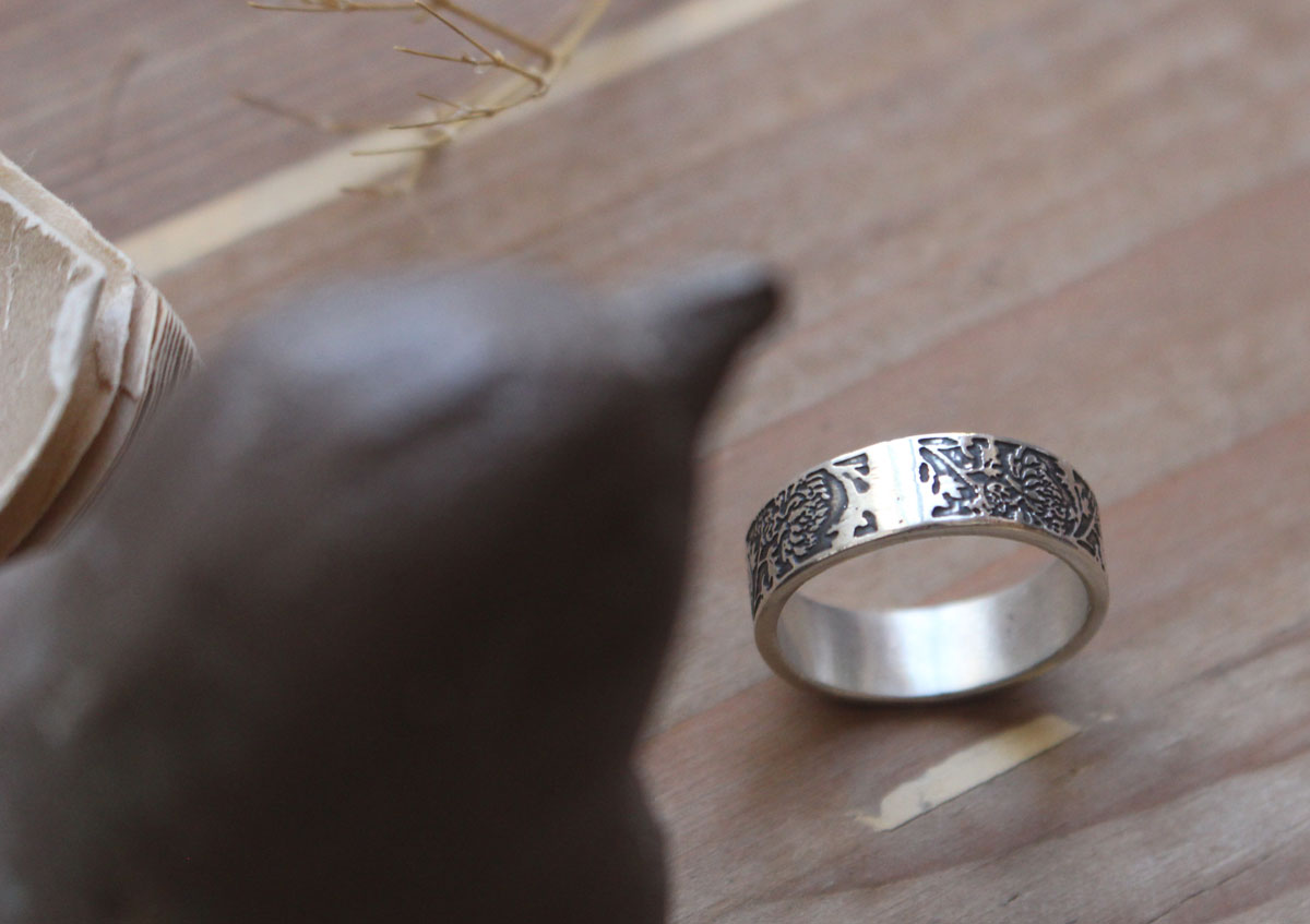 Chrysanthème, bague fleur du soleil en argent