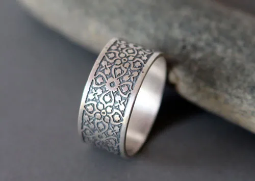 Clef de voûte, bague gothique médiévale en argent