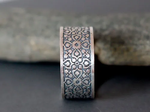 Clef de voûte, bague gothique médiévale en argent