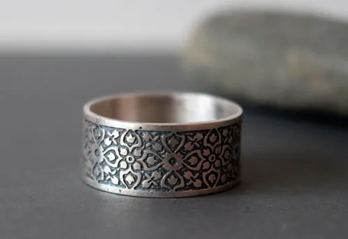 Clef de voûte, bague gothique médiévale en argent