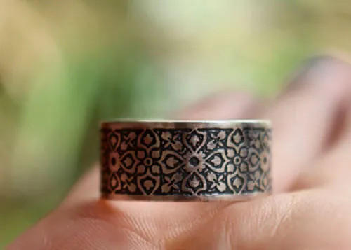Clef de voûte, bague gothique médiévale en argent