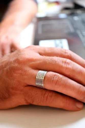 Clef de voûte, bague gothique médiévale en argent