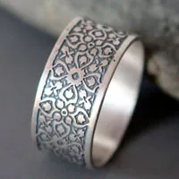 Clef de voûte, bague gothique médiévale en argent