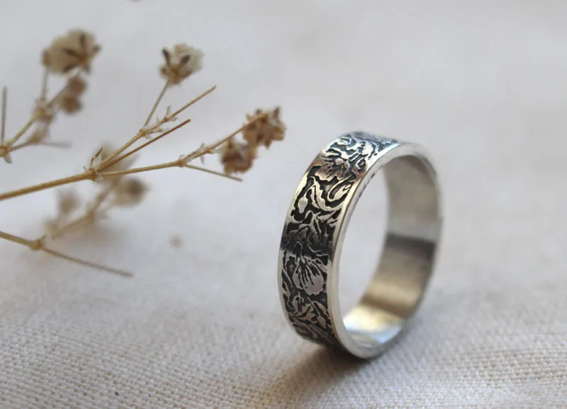 Coquelicot, bague fleur de pavot en argent