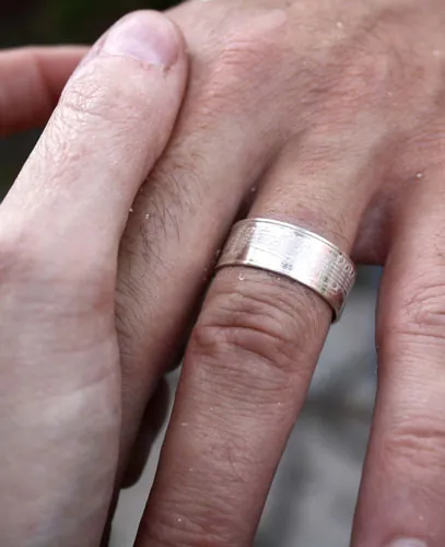 Crescendo, bague partition de musique en argent