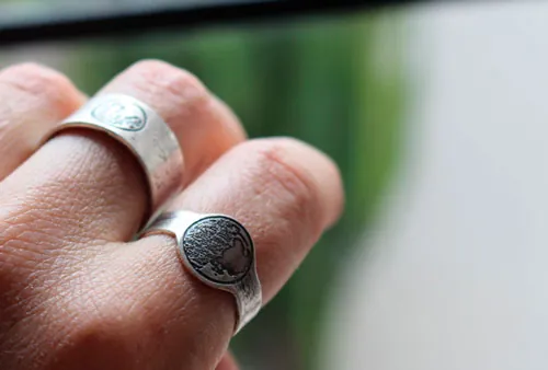 Cycle lunaire, bague phase de la lune personnalisable en argent