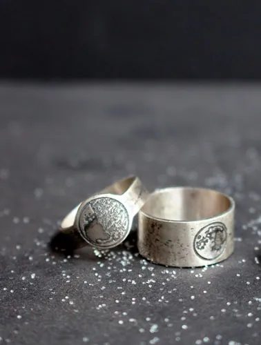 Cycle lunaire, bague phase de la lune personnalisable en argent